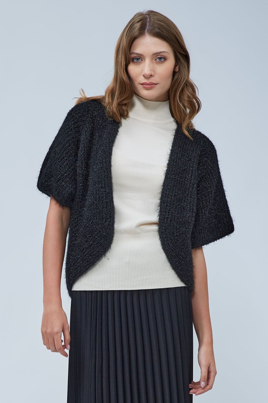 Maglieria Blue Sand | Maglia Cardigan Teddy A Manica Corta