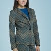 Completi Blue Sand | Blazer A Un Bottone Multicolor Con Lurex Fantasia