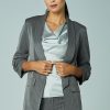 Cappotti E Giacche Blue Sand | Blazer Gessato Con Manica Arricciata Grigio