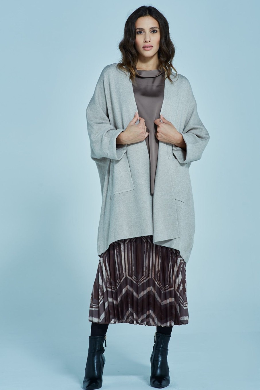 Maglieria Blue Sand | Cardigan Lungo In Maglieria