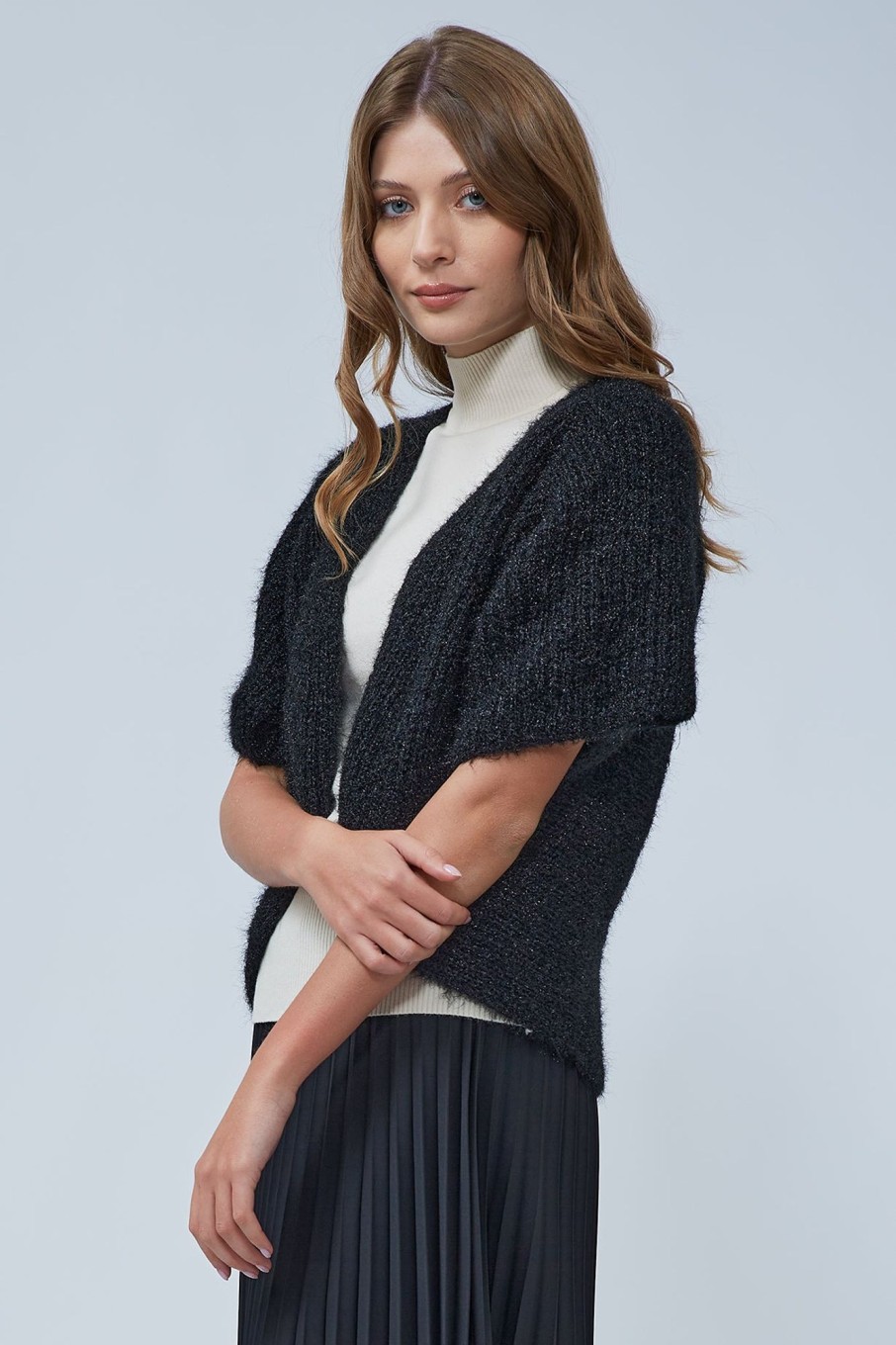 Maglieria Blue Sand | Maglia Cardigan Teddy A Manica Corta